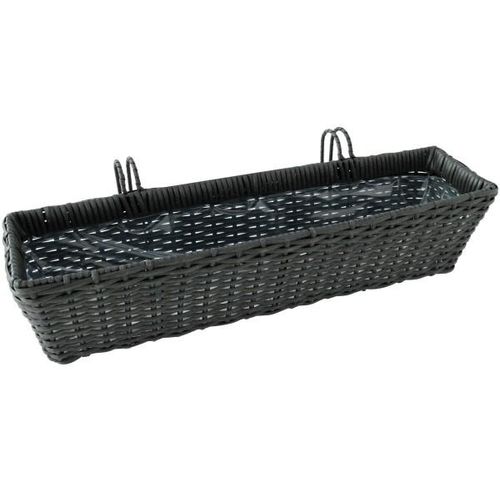 4036812118394 - Kynast Blumenkasten Balkon Geländer 60 x 14 cm eckig Polyrattan dunkelbraun