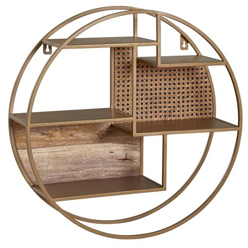 4251745781181 - Wandregal Industrial-Stil Rattan Metall Massivholz 5 Ablageflächen Handgefertigt 4251745781181 - Wandregal Industrial-Stil Rattan Metall Massivholz 5 Ablageflächen Handgefertigt