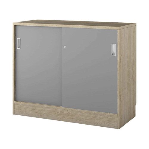 5905745101676 - Schrank Chicago mit Schiebetüren HxBxT 948 x 1215 x 400 mm Eiche   lichtgrau