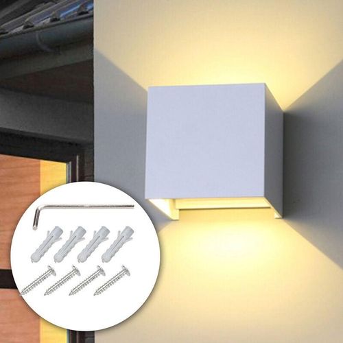 9475631357242 - Swanew - 7W led Wandleuchten Innen Außen Wandlampe Auf und ab Einstellbarer Lichtstrahl Weiß Warmweiß - Weiß