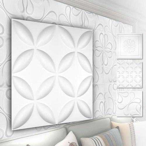 4251874656916 - Hexim - 3D Wandpaneele aus pvc Kunststoff - weiße Wandverkleidung mit 3D Optik - Blumen Motive 5 qm 20 Platten HD038