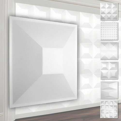 4251874657678 - Hexim - 3D Wandpaneele aus pvc Kunststoff - weiße Wandverkleidung mit 3D Optik - Pyramiden Motive 5 qm 20 Platten HD024 4251874657678 - Hexim - 3D Wandpaneele aus pvc Kunststoff - weiße Wandverkleidung mit 3D Optik - Pyramiden Motive 5 qm 20 Platten HD024