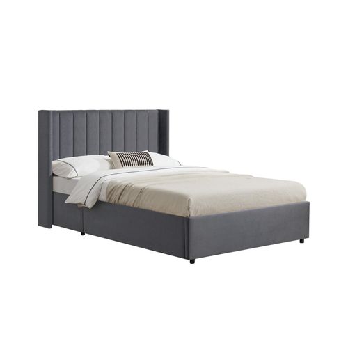 4260565529170 - Polsterbett Savona 140x200 cm - Bett mit Stauraum Lattenrost Samt-Bezug - Bettgestell aus Holz bis 250 kg großes Kopfteil - Dunkelgrau - Juskys 4260565529170 - Polsterbett Savona 140x200 cm - Bett mit Stauraum Lattenrost Samt-Bezug - Bettgestell aus Holz bis 250 kg großes Kopfteil - Dunkelgrau - Juskys