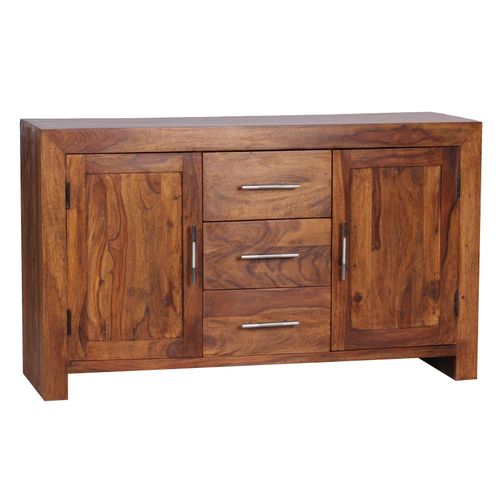 4255632531545 - Elegantes Sideboard Sheesham 3 Schubladen 2 Türen Landhaus-Stil