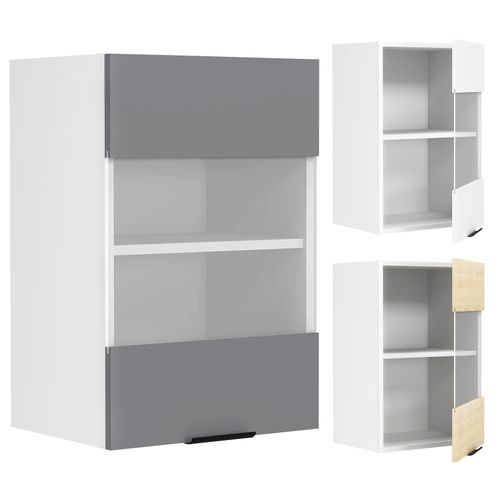 4051814429675 - Küchenschrank Breite 40 cm Glastür Hängeschrank Küche Wandschrank Küchenmöbel Fasola (Farbe Weiß Anthrazit) 4051814429675 - Küchenschrank Breite 40 cm Glastür Hängeschrank Küche Wandschrank Küchenmöbel Fasola (Farbe Weiß Anthrazit)