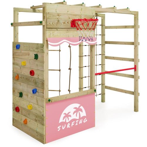 4255689928930 - Klettergerüst Spielturm Smart Action Gartenspielgerät mit Kletterwand & Spiel-Zubehör - pastellpink - Wickey