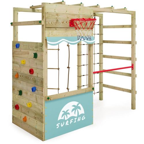 4255689928916 - Klettergerüst Spielturm Smart Action Gartenspielgerät mit Kletterwand & Spiel-Zubehör - pastellblau - Wickey