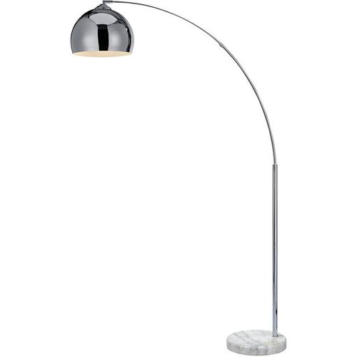 0816780023876 - Arquer Gewölbt Gebogen Stehende LED-Stehlampe mit Glockenschirm und Marmorsockel Moderne Beleuchtung in Chrom für Wohnzimmer Schlafzimmer oder