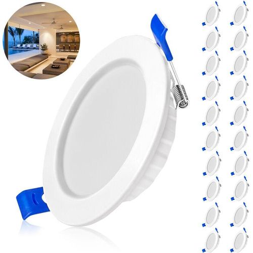 0762418355942 - Einbauspots Einbaustrahler fürs Bad Einbaustrahler led slim Deckenstrahler Einbauleuchten 20X5W Warmweiß Ultra Flach Einbauspot DeckenSpot Downlights