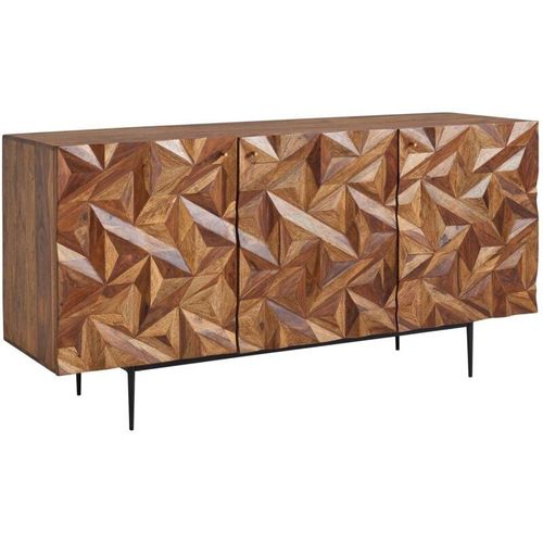 4251757710292 - Finebuy - Sideboard 144x72x47 cm Sheesham Massivholz   Metall Anrichte Kommode mit drei Türen Kommodenschrank Holz Modern Standschrank Wohnzimmer