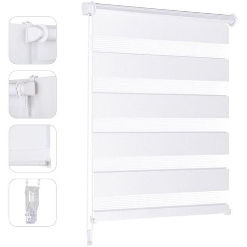 4260707730600 - Sekey - Doppelrollo Klemmfix ohne Bohren für Fenster ohne Bohren Doppelrollo Duo Rollo Jalousie Sonnenschutz Weiß 55x150cm