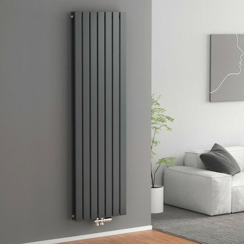 7426763776977 - Heizkörper Design Flachheizkörper 180x54cm Vertikal Doppelschicht Mittelanschluss 1949W - 1800x540mm Doppellagig Anthrazit Radiator - Meykoers