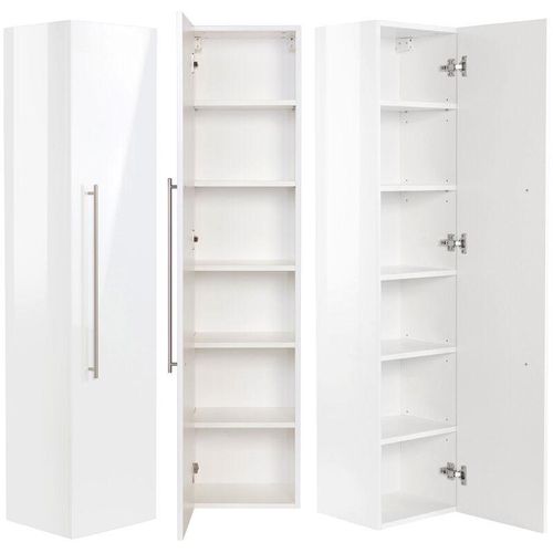 4251581524157 - Lomadox - Badmöbel Hochschrank NEWLAND-02 weiß Hochglanz 6 Fächer b x h x t ca 35 x 150 x 30 cm