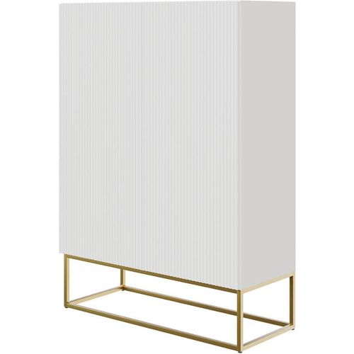 5905386047159 - Selsey - veldio - Highboard 2-türig Weiß mit goldenem Metallgestell 90 cm breit