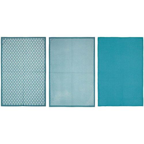 3560237545257 - 3er-Set Küchentücher - bedruckt - Baumwolle - entenblau - 45x70 cm - Atmosphera créateur dintérieur