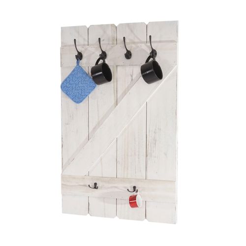 4057651084077 - Tassenhalter MCW-D13 Hängeregal Tassenbrett Wandboard 6 Haken 91x60cm ~ shabby-weiß 4057651084077 - Tassenhalter MCW-D13 Hängeregal Tassenbrett Wandboard 6 Haken 91x60cm ~ shabby-weiß