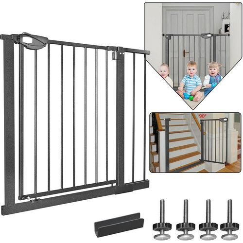 0763341448398 - Türschutzgitter Ohne Bohren Treppenschutzgitter für Kinder 85-95cm breit Auto-Close Baby Schutzgitter Metall Gitter Schwarz - Uisebrt