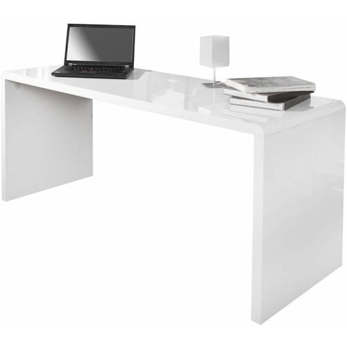 4251756312701 - Licht-erlebnisse - Schreibtisch schmal Weiß 160 x 75 x 60c m Modern pc Tisch Arbeitstisch - Weiß Hochglanz