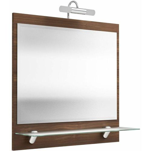 4251581552419 - Lomadox - Spiegel 70cm mit Glasablage Walnuss Nb TALONA-02 LED-Beleuchtung b x h x t ca 70 x 68 x 22 cm