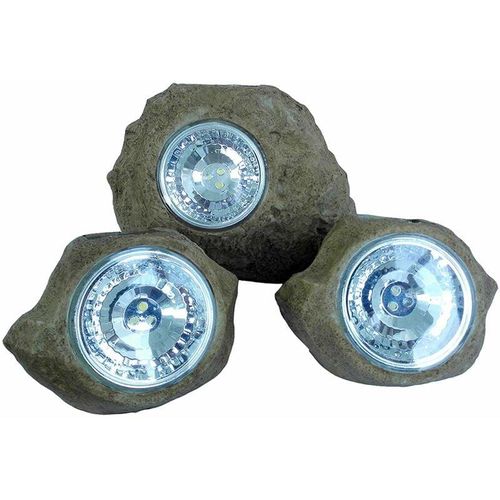 3760093549127 - Lumi Jardin - 3er Set Solar Rochers H14cm rocky brown