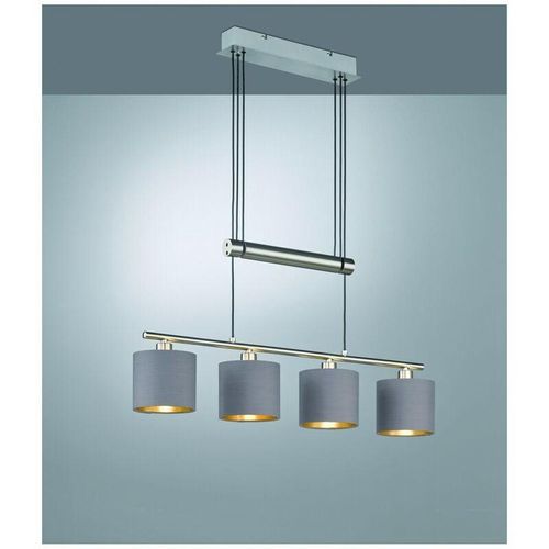 8055303632184 - Iperbriko - Pendelleuchte Garda Nickel 4 Lampenschirme Tortora-Gold Stoff L77 cm Trio Lighting