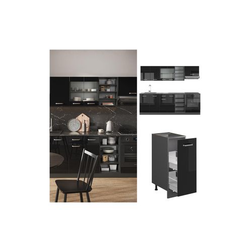 4066731345304 - Küchenzeile R-Line Solid Anthrazit Schwarz 240 cm modern Küchenschränke Küchenmöbel 4066731345304 - Küchenzeile R-Line Solid Anthrazit Schwarz 240 cm modern Küchenschränke Küchenmöbel