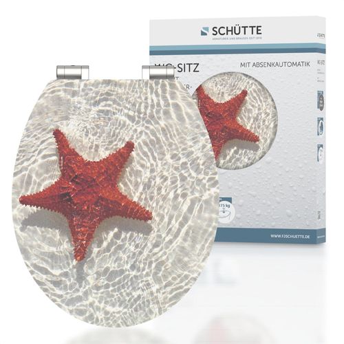 4008431805412 - - wc Sitz red starfish High Gloss mit mdf Holzkern hochglänzender Toilettendeckel mit Absenkautomatik Motiv Klobrille - Motiv