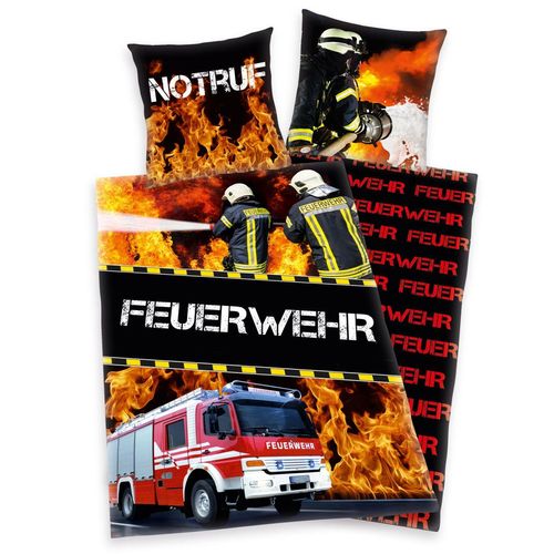 4006891884329 - Kinder-Wendebettwäsche Notruf Feuerwehr Renforcé 135 x 200 + 80 x 80 cm