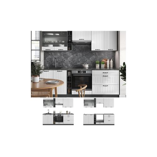 4066731195411 - Küchenzeile Küchenblock Einbauküche Fame-Line Landhaus Anthrazit Weiß 235 cm Küchen Schränke Hängeglasschrank Hängeschrank Schubladenunterschrank Spülenunterschrank Herdumbauschrank 4066731195411 - Küchenzeile Küchenblock Einbauküche Fame-Line Landhaus Anthrazit Weiß 235 cm Küchen Schränke Hängeglasschrank Hängeschrank Schubladenunterschrank Spülenunterschrank Herdumbauschrank