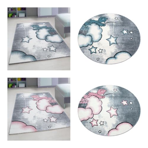 4053658994708 - Wunderschöne Kinderteppiche Teppich mit Stern Himmel Motiven Rund   Viereckig
