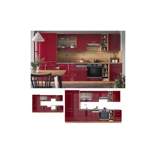 4066731176755 - Küchenzeile Küchenblock Einbauküche Fame-Line Eiche Bordeaux Rot 355 cm modern Spülenunterschrank Herdumbauschrank Schubunterschrank Hängeschrank Kühlumbauschrank Apothekerhochschrank Unterschrank 4066731176755 - Küchenzeile Küchenblock Einbauküche Fame-Line Eiche Bordeaux Rot 355 cm modern Spülenunterschrank Herdumbauschrank Schubunterschrank Hängeschrank Kühlumbauschrank Apothekerhochschrank Unterschrank