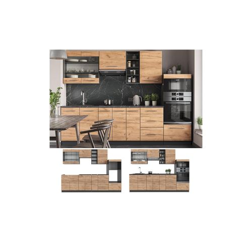 4066731176816 - Küchenzeile Küchenblock Einbauküche Fame-Line Anthrazit Eiche 280cm modern Küchen Schränke Spülenunterschrank Unterschrank Schubunterschrank Hängeschrank Mikrowellenschrank Apothekerunterschrank 4066731176816 - Küchenzeile Küchenblock Einbauküche Fame-Line Anthrazit Eiche 280cm modern Küchen Schränke Spülenunterschrank Unterschrank Schubunterschrank Hängeschrank Mikrowellenschrank Apothekerunterschrank