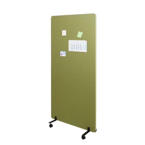 4057651800899 - Akustik-Trennwand MCW-G77 Büro-Sichtschutz Raumteiler Pinnwand doppelwandig rollbar Stoff Textil ~ 167x80cm grün