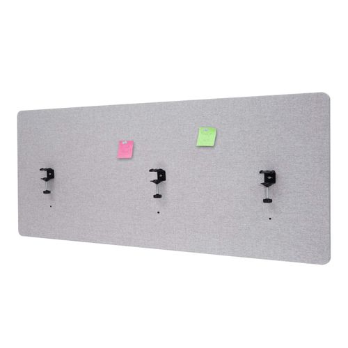 4057651432717 - Akustik-Tischtrennwand MCW-G75 Büro-Sichtschutz Schreibtisch Pinnwand doppelwandig Stoff Textil ~ 60x160cm grau