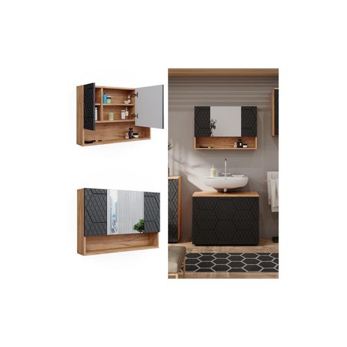 4066731405435 - Badspiegelschrank Irma Eiche Anthrazit 80 x 55 cm Badezimmer 4066731405435 - Badspiegelschrank Irma Eiche Anthrazit 80 x 55 cm Badezimmer