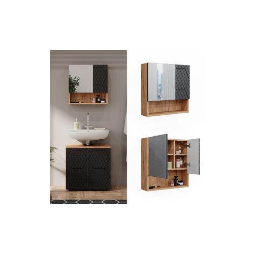 4066731405282 - Badspiegelschrank Irma Eiche Anthrazit 54 x 55 cm Badezimmer 4066731405282 - Badspiegelschrank Irma Eiche Anthrazit 54 x 55 cm Badezimmer