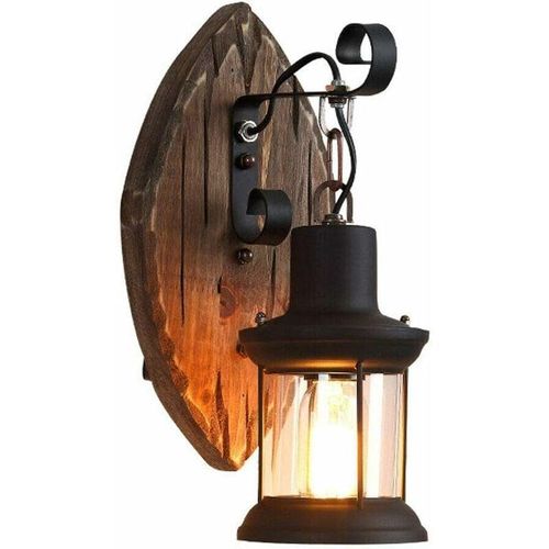 0738633568818 - Senderpick - Retro-stil Hölzerne Wandleuchte Wandlampe Außenwandleuchte Draussen Dekoration