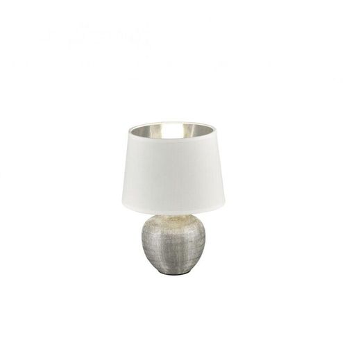 8055303873921 - Iperbriko - Moderne Tischlampe Silber Keramik Weiß Luxor Lampenschirm Ø18 cm Trio Lighting