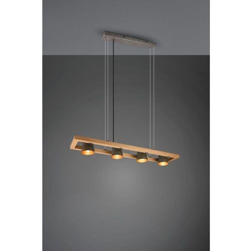 8055303865162 - Iperbriko - Rechteckiger Kronleuchter mit 4 verstellbaren Spots aus Holz und vernickeltem Metall Bell Trio Lighting