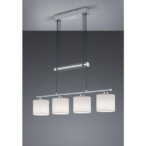 8055303911630 - Iperbriko - Aufhängung Garda Nickel 4 Lampenschirme aus weißem Stoff L77 cm Trio Lighting