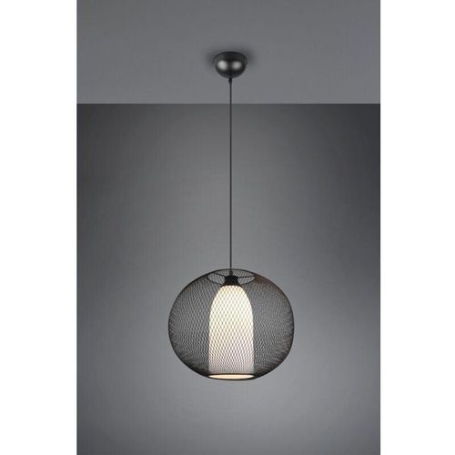 8055303865117 - Iperbriko - Chandelier Suspension Diffusor Runder Metallkäfig Schwarz Mit Opalglasfaden Trio-Beleuchtung