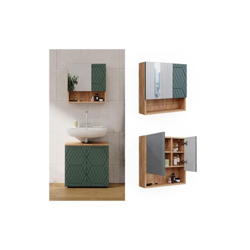 4066731405299 - Bad Spiegelschrank Irma Grün Goldkraft Eiche 54 x 55 cm Vicco 4066731405299 - Bad Spiegelschrank Irma Grün Goldkraft Eiche 54 x 55 cm Vicco