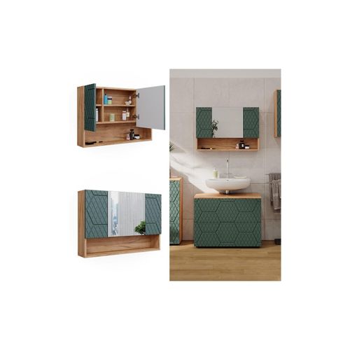 4066731405442 - Bad Spiegelschrank Irma Grün Goldkraft Eiche 801 x 55 cm Vicco 4066731405442 - Bad Spiegelschrank Irma Grün Goldkraft Eiche 801 x 55 cm Vicco