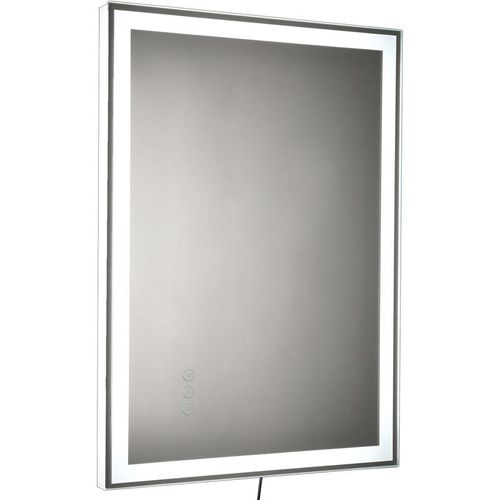 4250871293469 - Kleankin - Badezimmerspiegel LED-Spiegel mit 3 Lichtfarben Nebelfreier Wandspiegel mit Antiabschlagsfunktion Touch-Schalter Alu 70 x 50 x 3 cm