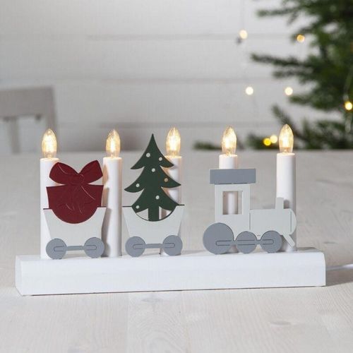 7391482043443 - Star Trading - 271-29 Weihnachtsdekoration kerzenständer julia E10 5X3W Holz weiss L28cm B55cm H15cm mit Kabelschalter