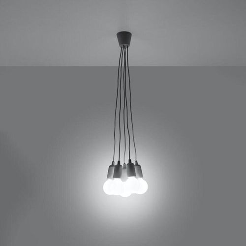 4066989029391 - Pendelleuchte Dani in Grau E27 5-flammig - grey - Famlights