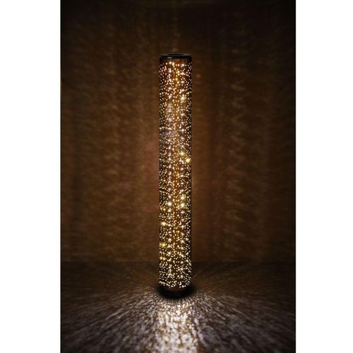 8055303885719 - Iperbriko - Stehlampe Schwarz Gold Stoff led Zylindereffekt Sterne Vintage Taco Trio Beleuchtung