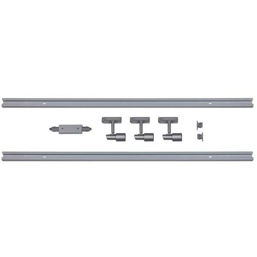 4260554868143 - 1-Phasen Schienensystem-Set 2 Meter inkl 3 Spots in Silber GU10 - grey - Famlights