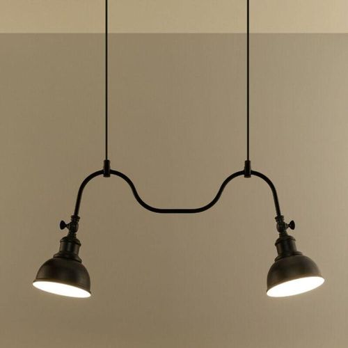 4260623712988 - Pendelleuchte Inga aus Stahl in Schwarz E27 2 x 60 w - black - Famlights