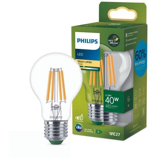 8720169187498 - Ultra Efficient led Filament Lampe ersetzt 40W E27 Birne - A60 23W 485lm 2700K Einerpack - transparent - Philips